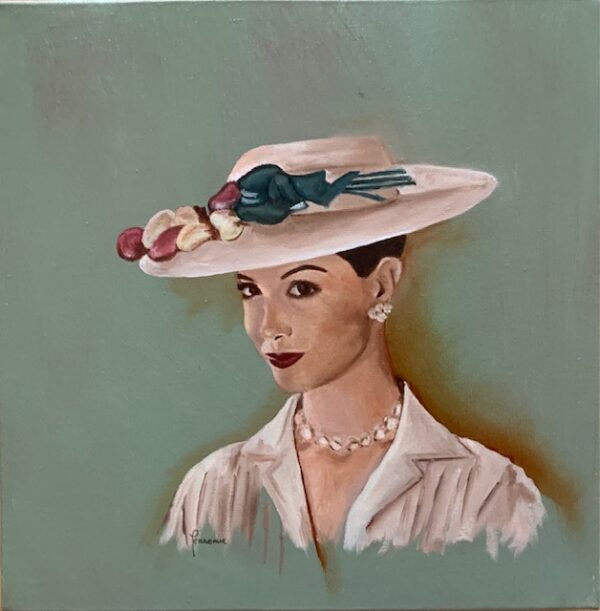 Portret jaren 50 met beige hoed